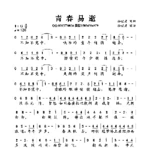 青春易逝_通俗唱法乐谱_词曲:孙世彦 孙世彦