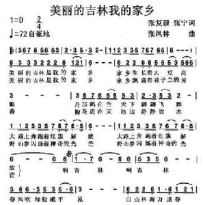 美丽的吉林我的家_民歌简谱_词曲:张复毅 张宁 张凤林