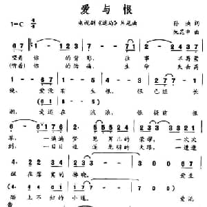 爱与恨_通俗唱法乐谱_词曲:孙泱 阮坤申