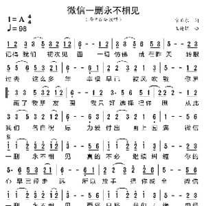 微信一删永不相见_歌曲简谱_词曲:宋亚永 王德栋