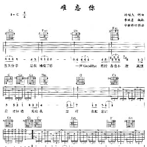 难忘你 吉他谱 许冠杰 许冠杰 许冠杰