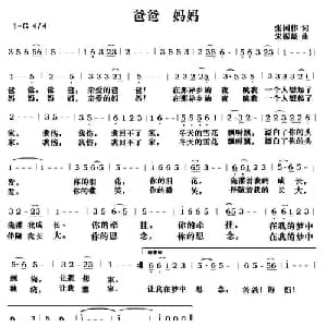 爸爸 妈妈_通俗唱法乐谱_词曲:张国伟 宋振晟