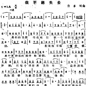 苏芮演唱金曲 我不愿失去_通俗唱法乐谱_词曲:佚名 佚名