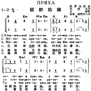 纺织姑娘 前苏联 _外国歌谱_词曲:何燕生译词 章枚配歌