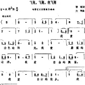飞翔,飞翔,我飞翔_通俗唱法乐谱_词曲:琼瑶 大何