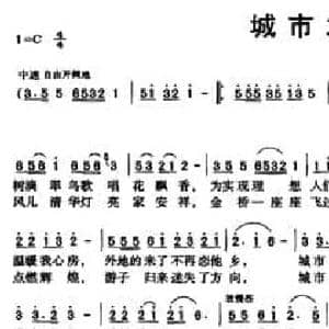 城市之光_民歌简谱_词曲:马艳红 苏以淑
