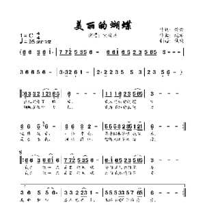 美丽的蝴蝶_歌曲简谱_词曲:荣荣 赵洋