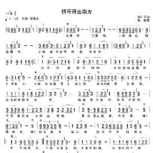 情哥哥去南方_民歌简谱_词曲:李广平 杨虹