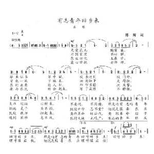有志青年回乡来_歌曲简谱_词曲:陈陶 陈志昂