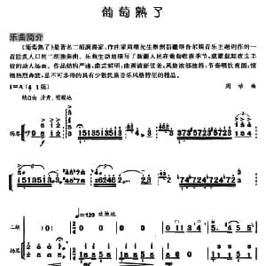 二胡谱 | 葡萄熟了 扬琴伴奏谱 周维