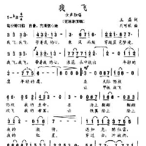 我飞_通俗唱法乐谱_词曲:王磊 刘可欣