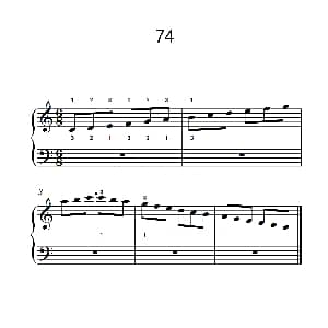 使大指灵活转动的单手练习 74 钢琴谱