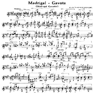 Madrigal Gavota 吉他谱 奥古斯汀 巴里奥斯 曼戈雷 Agustin Barrios Mangore