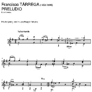 PRELUDIO En sol mayor 吉他谱 弗朗西斯科 泰雷加 Francisco Tarrega 1852 1909