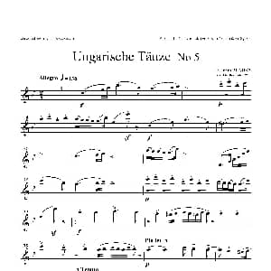 萨克斯谱 | Ungarische Tnze No 5 十五重奏Sop.1 2​分谱