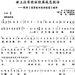 世上没有犹丽狄茜我怎能活_外国歌谱_词曲: 意 R 卡尔查比基词 喻宜萱译配 意 克 威 格鲁克