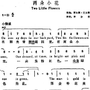 两朵小花 美国 _外国歌谱_词曲:查尔斯 艾夫斯词 章珍芳译配 查尔斯 艾夫斯