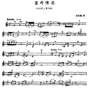 二胡谱 | 塞外情思 低音二胡 五线谱版 刘长福