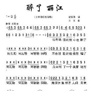 醉了 丽江_民歌简谱_词曲:徐荣凯 土土