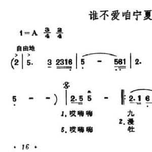 谁不爱咱宁夏川_民歌简谱_词曲:宝向新 马凤山