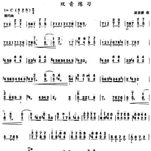 三弦双音练习曲 简谱 谈龙建