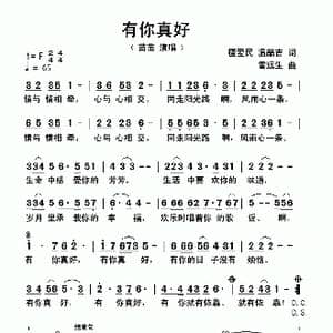 有你真好_歌曲简谱_词曲:檀爱民 温喆吉 雷远生
