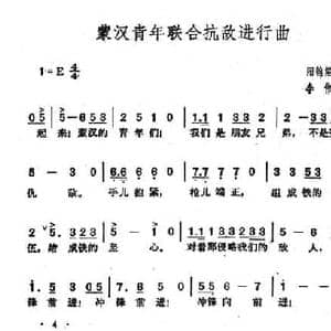 蒙汉青年联合抗敌进行曲_民歌简谱_词曲:阳翰笙 李伟
