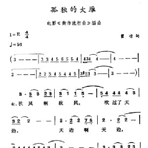 孤独的大雁_合唱歌谱_词曲:翟琮 徐东蔚