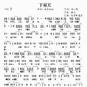 下雨天_歌谱投稿_词曲:梁心颐 张杰
