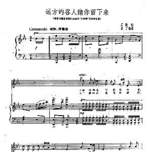 远方的客人请你留下来_歌曲简谱_词曲:范禹 麦丁编曲