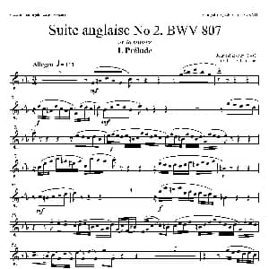 萨克斯谱 | Suite anglaise No 2,BWV 807 法国组曲之二 前奏曲 次中音萨克斯分谱 巴赫