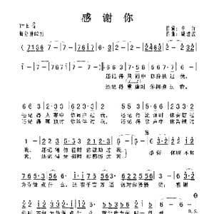 感谢你_歌曲简谱_词曲:车行 戚建波