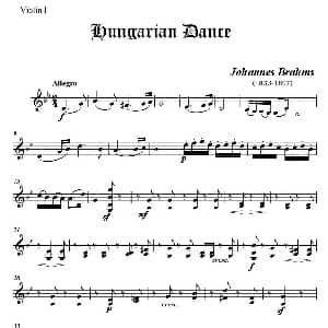 小提琴谱 | 匈牙利舞曲 弦乐四重奏第一小提琴分谱 勃拉姆斯