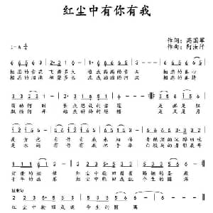 红尘中有你有我_通俗唱法乐谱_词曲:高国军 阿汝汗