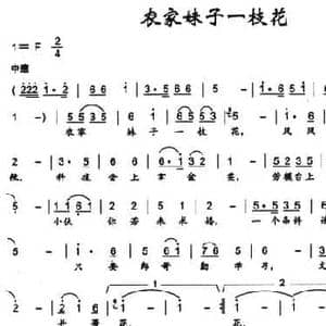 农家妹子一枝花_民歌简谱_词曲:张宾普 生茂