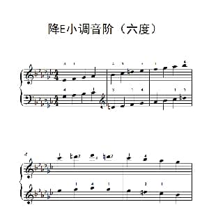 降E小调音阶 钢琴谱