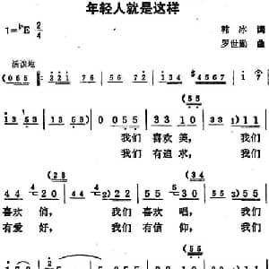 年轻人就是这样_通俗唱法乐谱_词曲:韩冰 罗世勤