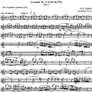 萨克斯谱 | SERENADE No.11 in Eb K.375 Part 3 四重奏 中音萨克斯分谱