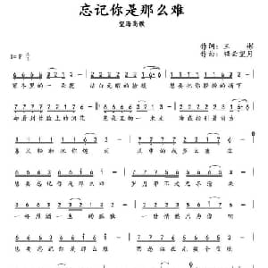 忘记你是那么难_通俗唱法乐谱_词曲:王彬 轻云望月