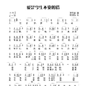 爱是今生不变的错_通俗唱法乐谱_词曲:田宇 杨晓旭