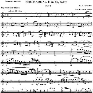 萨克斯谱 | SERENADE No.11 in Eb K.375 Part 1 四重奏 高音萨克斯分谱