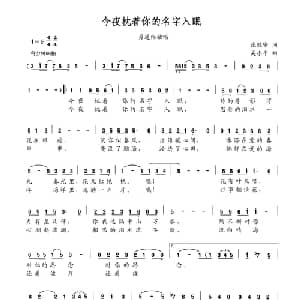 今夜枕着你的名字入眠_通俗唱法乐谱_词曲:张效密 吴小平