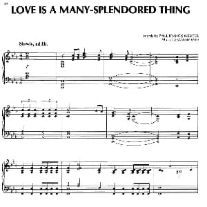 LOVE IS A MANY SPLENDORED THING 钢琴谱