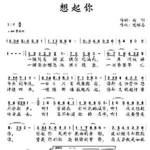 想起你_民歌简谱_词曲:向明 党继志