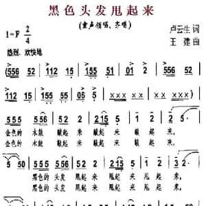 黑色头发甩起来_民歌简谱_词曲:卢云生 王建