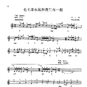电子琴谱 | 毛主席永远和我们在一起 冰河曲 蒋先华