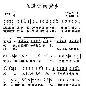 飞进你的梦乡_通俗唱法乐谱_词曲:谌洁雪 华维明
