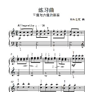 练习曲 三度与六度的断奏 钢琴谱 杜维诺瓦