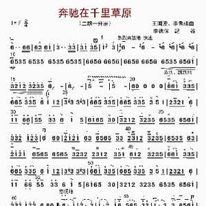 奔驰在千里草原_歌曲简谱_词曲: 王国潼等