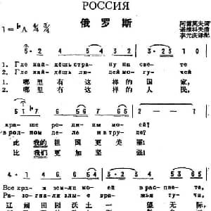俄罗斯 前苏联 _外国歌谱_词曲:阿雷莫夫作词 李元庆译配 诺维科夫